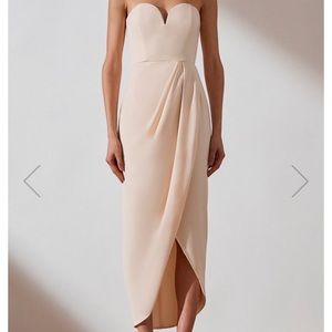 Shona Joy ‘U’ Bustier Draped Dress (Nude), US 6